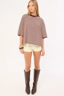 Bloom Short Sleeve Plum Stripe
