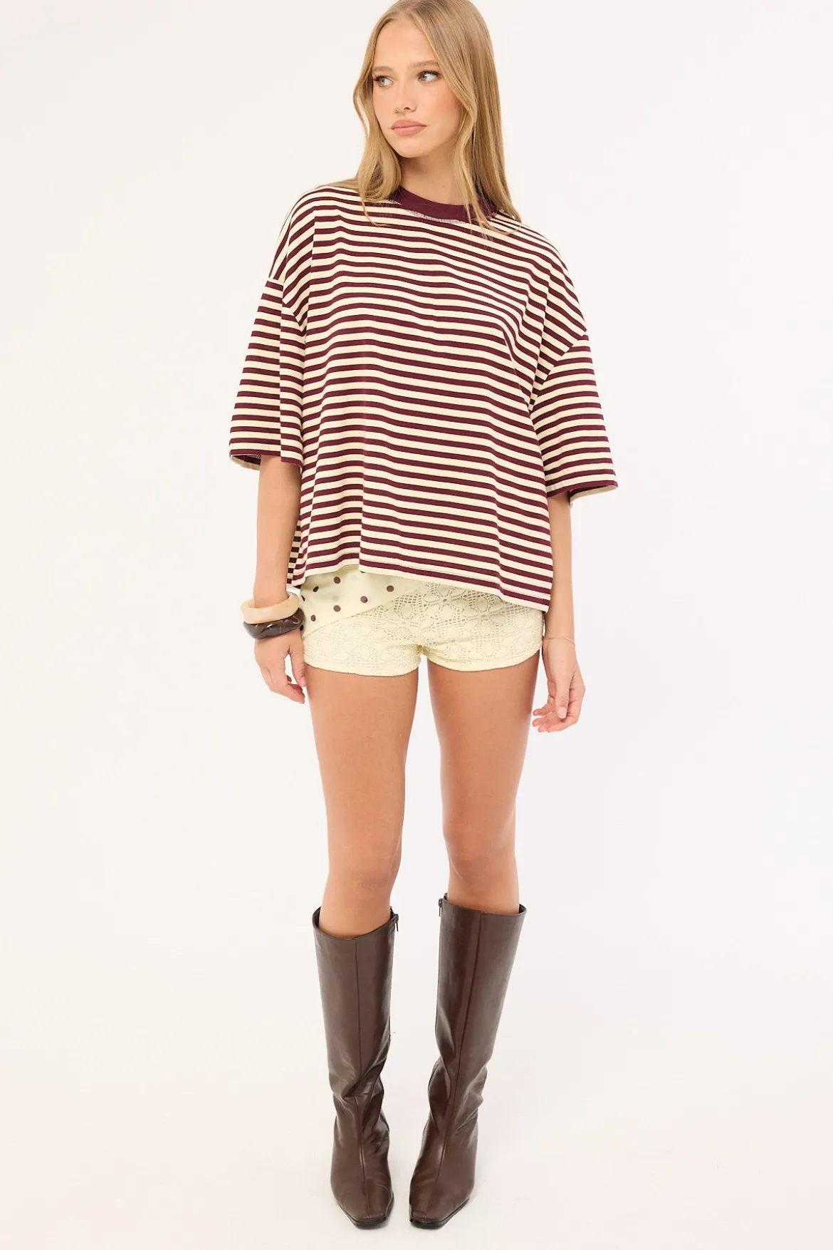 Bloom Short Sleeve Plum Stripe