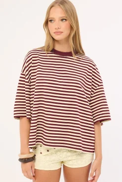 Bloom Short Sleeve Plum Stripe
