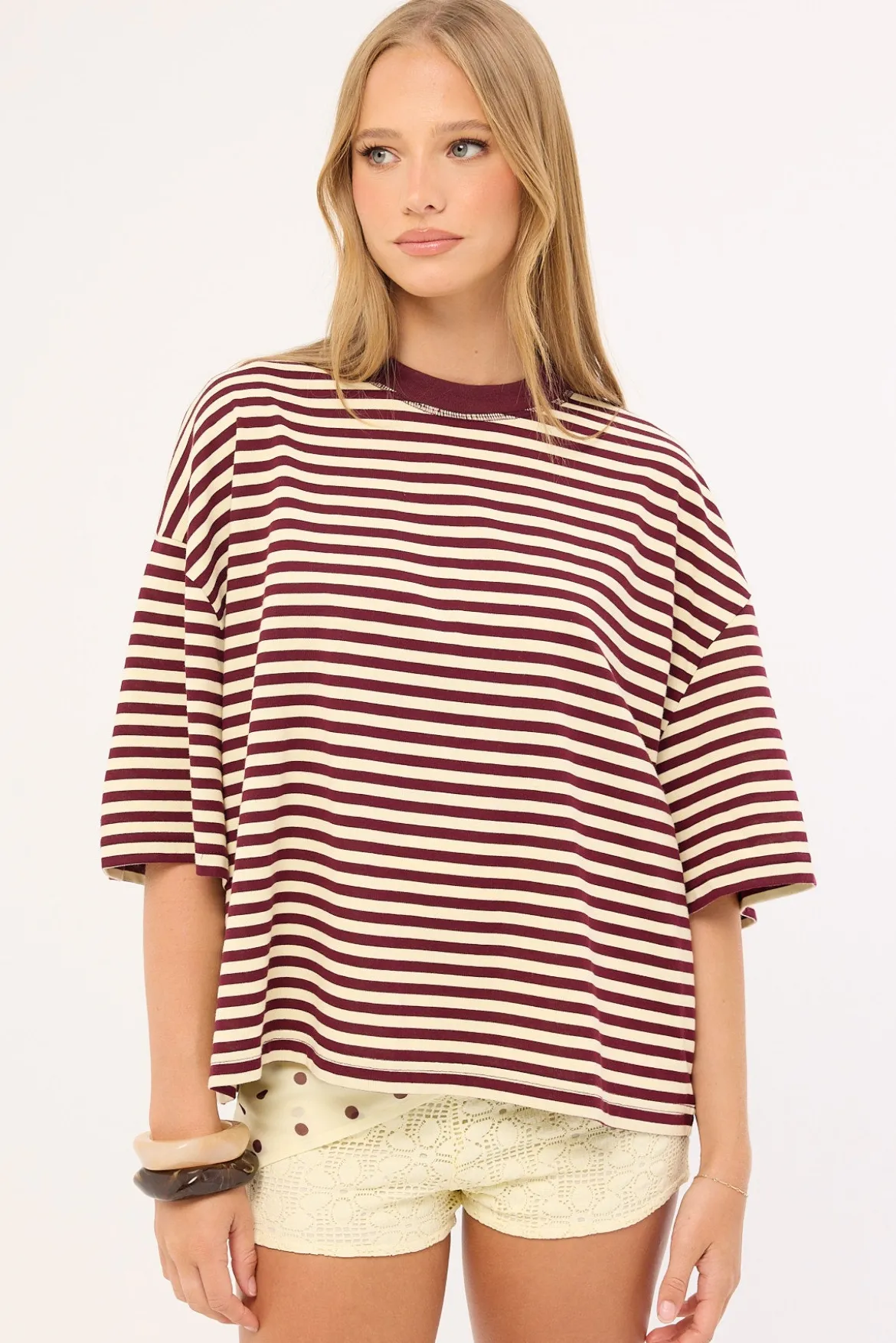 Bloom Short Sleeve Plum Stripe