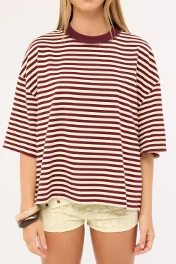 Bloom Short Sleeve Plum Stripe