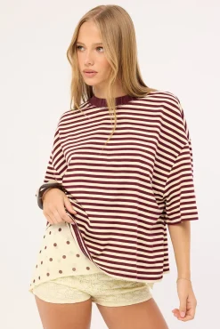 Bloom Short Sleeve Plum Stripe