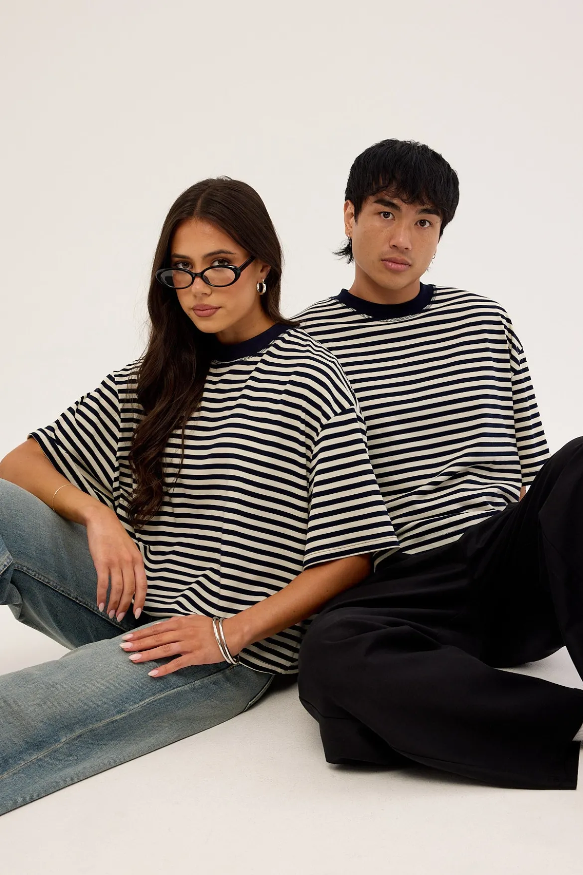 Bloom Short Sleeve White Navy Stripe