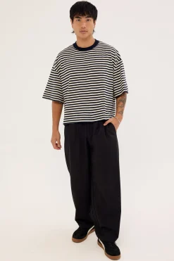Bloom Short Sleeve White Navy Stripe