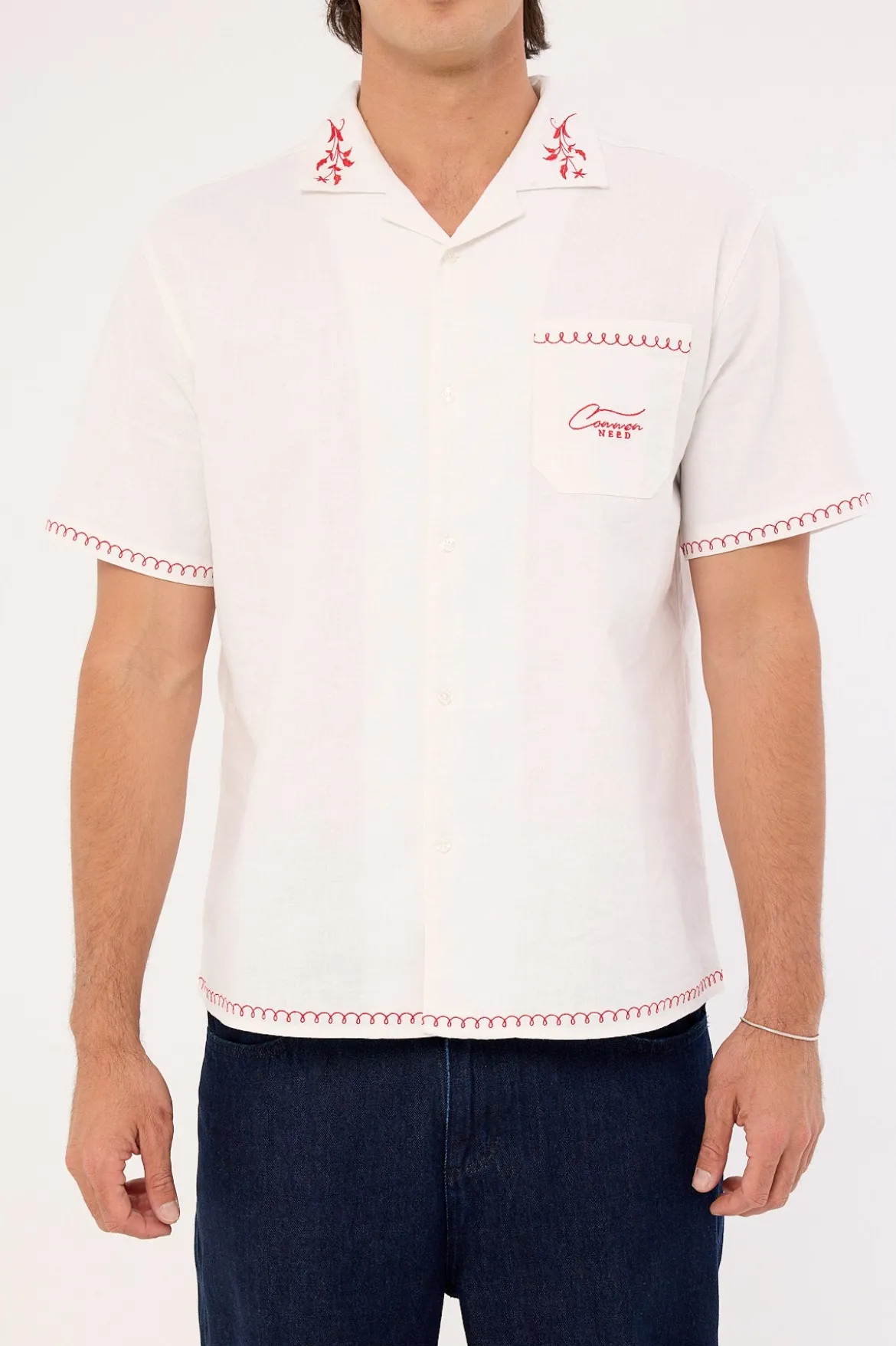 Bloomed Linen Resort Shirt White