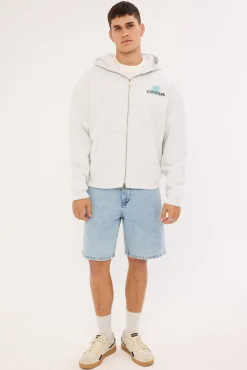 Bloomscape Zip Through Cropped Hoodie Snow Marle