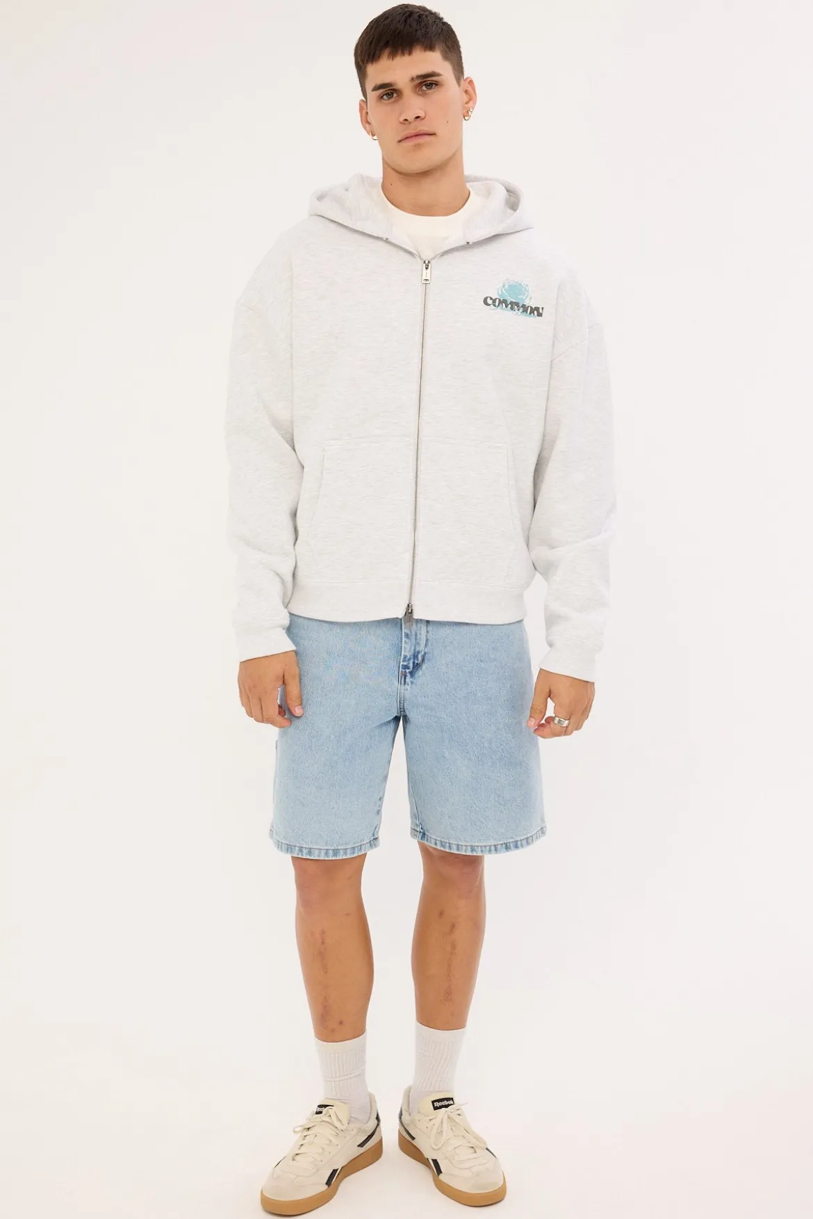 Bloomscape Zip Through Cropped Hoodie Snow Marle