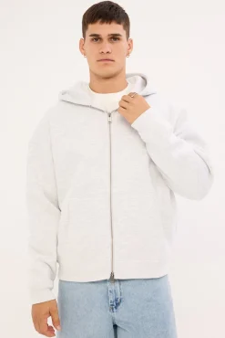 Bloomscape Zip Through Cropped Hoodie Snow Marle