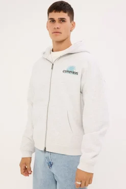 Bloomscape Zip Through Cropped Hoodie Snow Marle