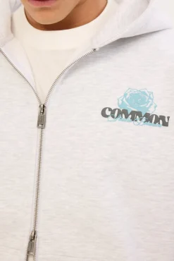 Bloomscape Zip Through Cropped Hoodie Snow Marle