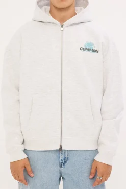 Bloomscape Zip Through Cropped Hoodie Snow Marle