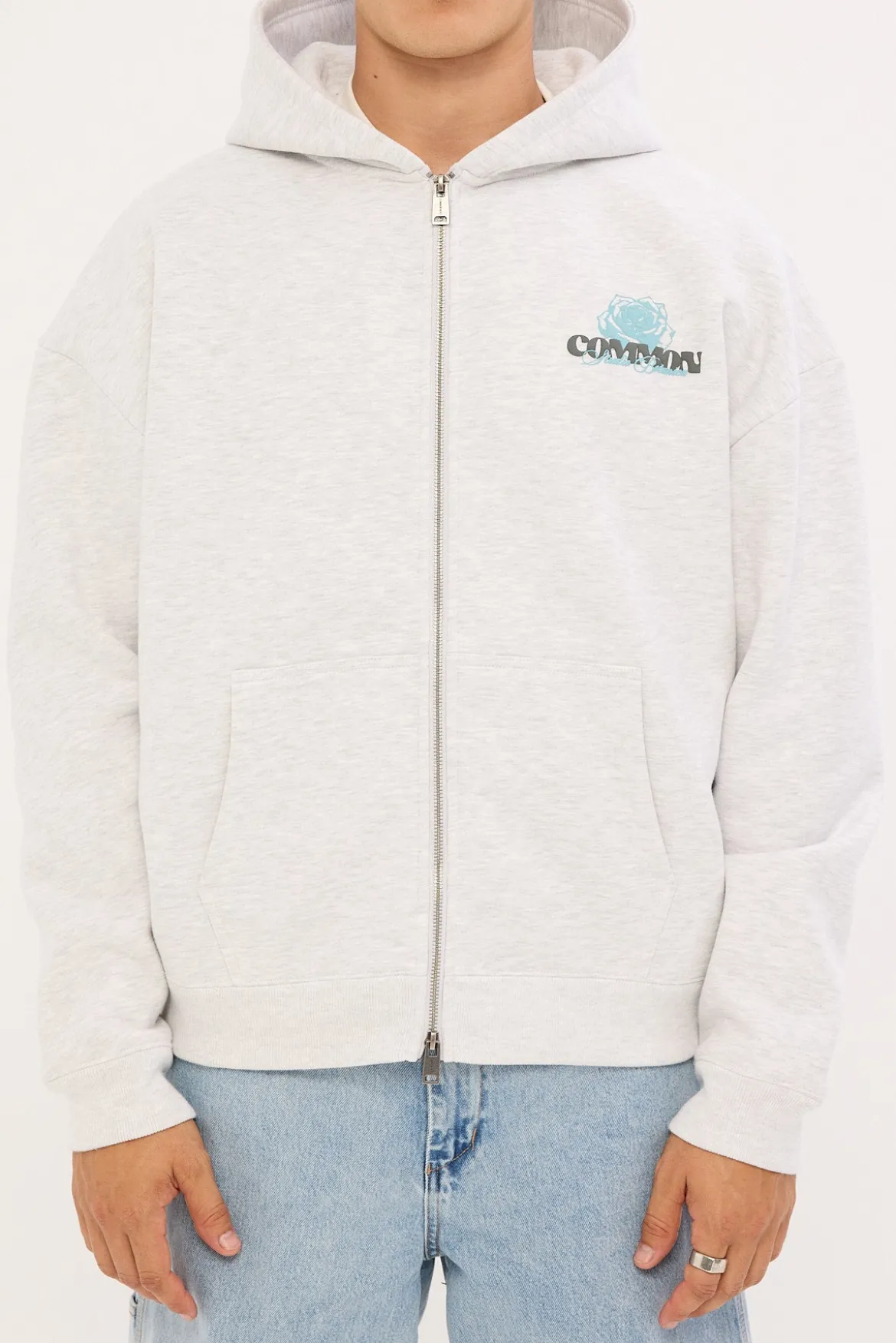 Bloomscape Zip Through Cropped Hoodie Snow Marle