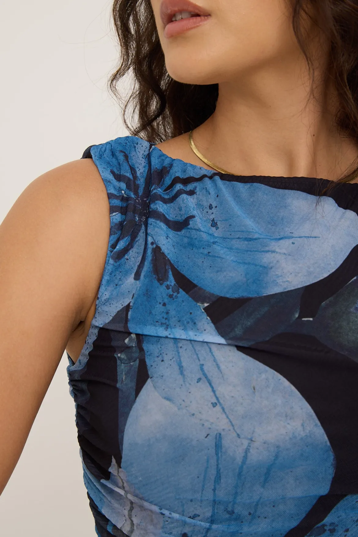 Bluestar Draped Mini Dress Black Print