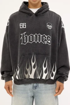 Bones Burner Hoodie Washed Black