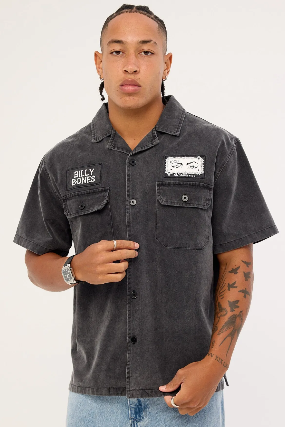 Bones Garage Work Shirt Washed Black