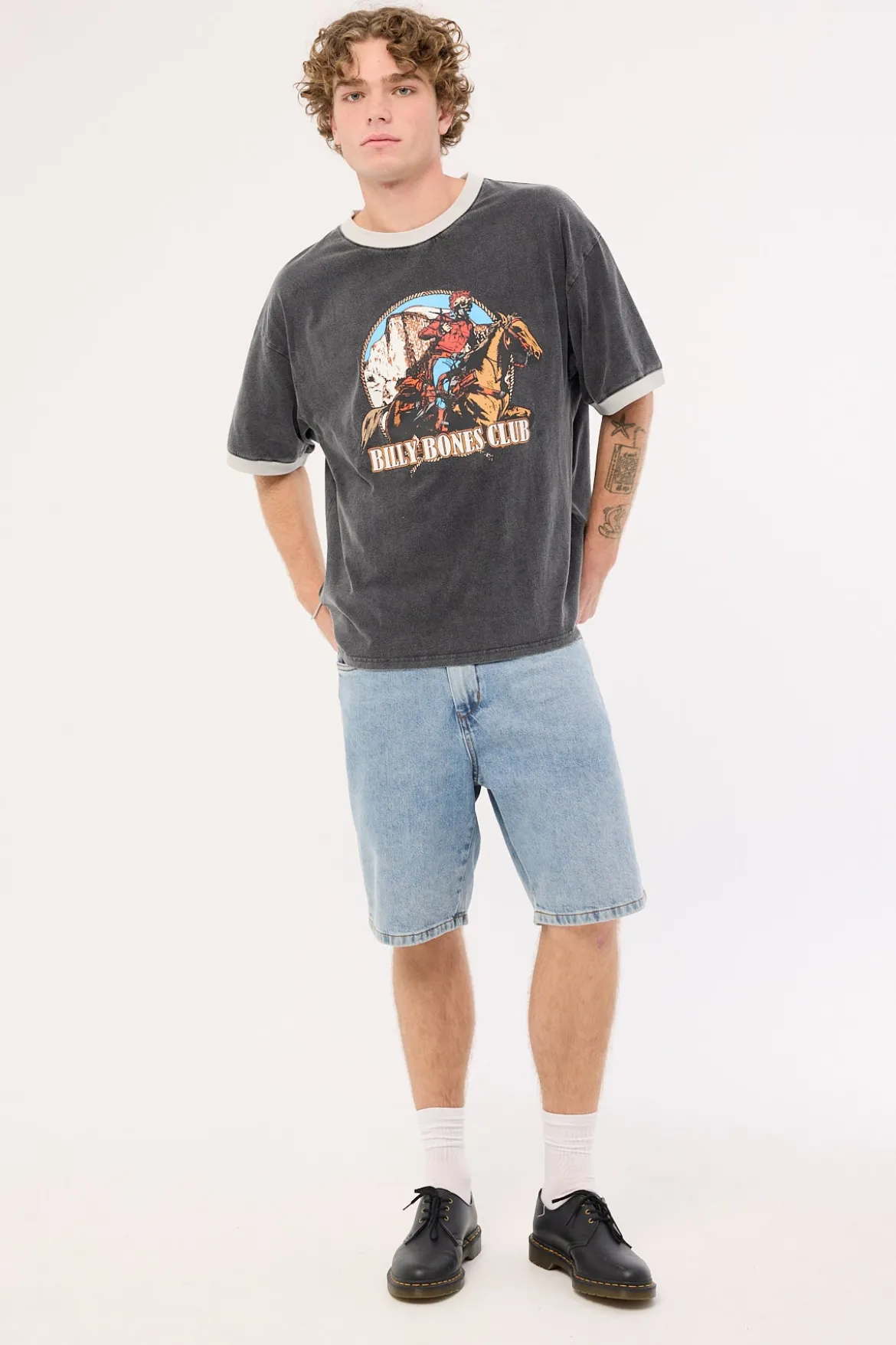 Bones Rodeo 2.0 Boxy Ringer Tee Washed Black