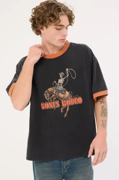 Bones Rodeo Ringer Tee Washed Black
