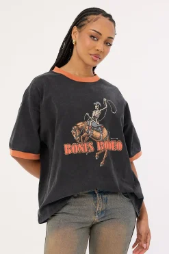 Bones Rodeo Ringer Tee Washed Black