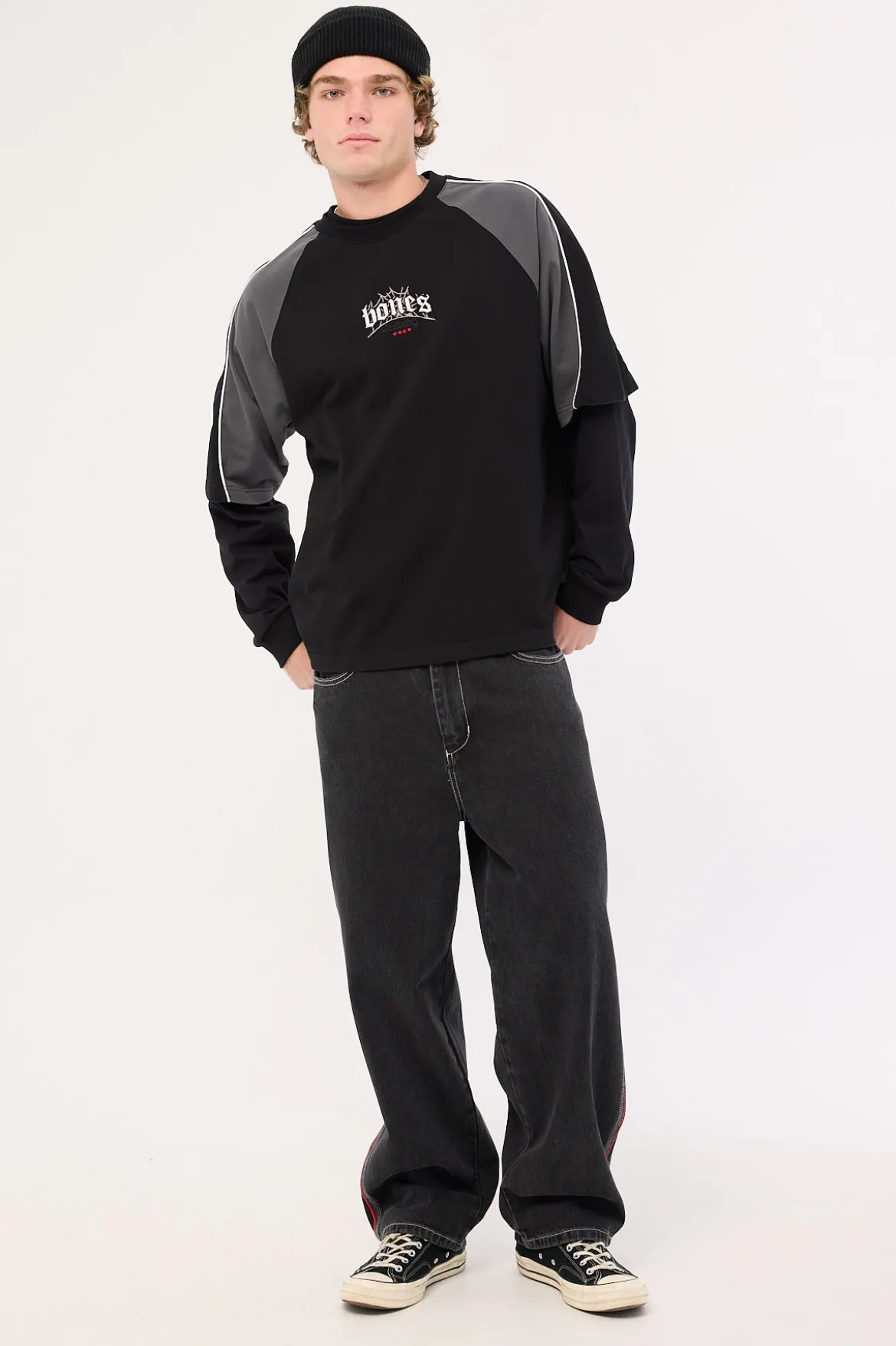 Bones Steeze Panel Boxy Tee Black