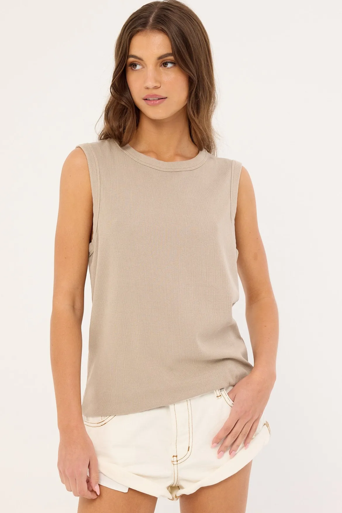 Bound High Neck Tank Washed Granite
