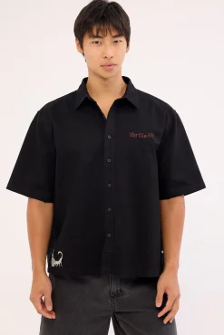 Box Fit Crop Short Sleeve Shirt Faded Black