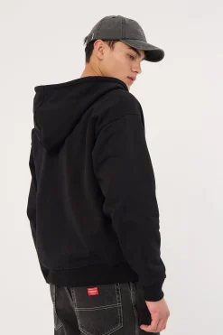 Boxy Zip Hoodie Black