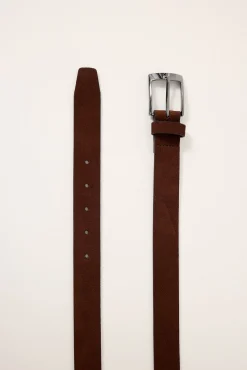 Bracken Slim Suede Leather Belt Brown