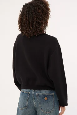 Brassy Zip Front Knit Jacket Black