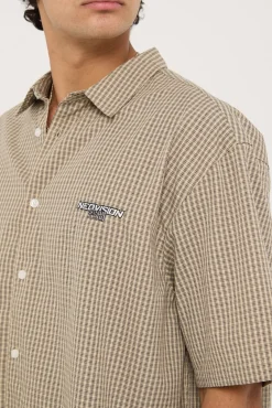 Break Oversize Cropped Shirt Cream Check