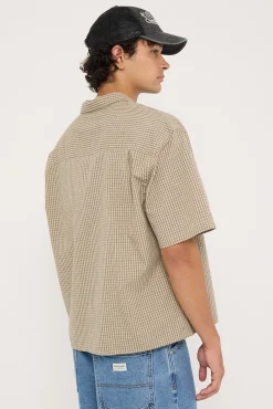 Break Oversize Cropped Shirt Cream Check
