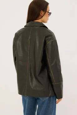 Bree Washed PU Jacket Washed Black