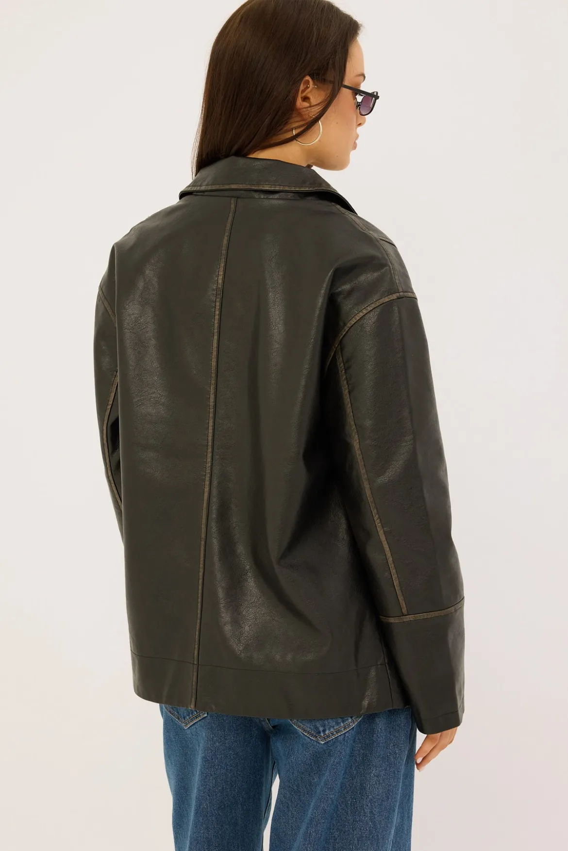 Bree Washed PU Jacket Washed Black