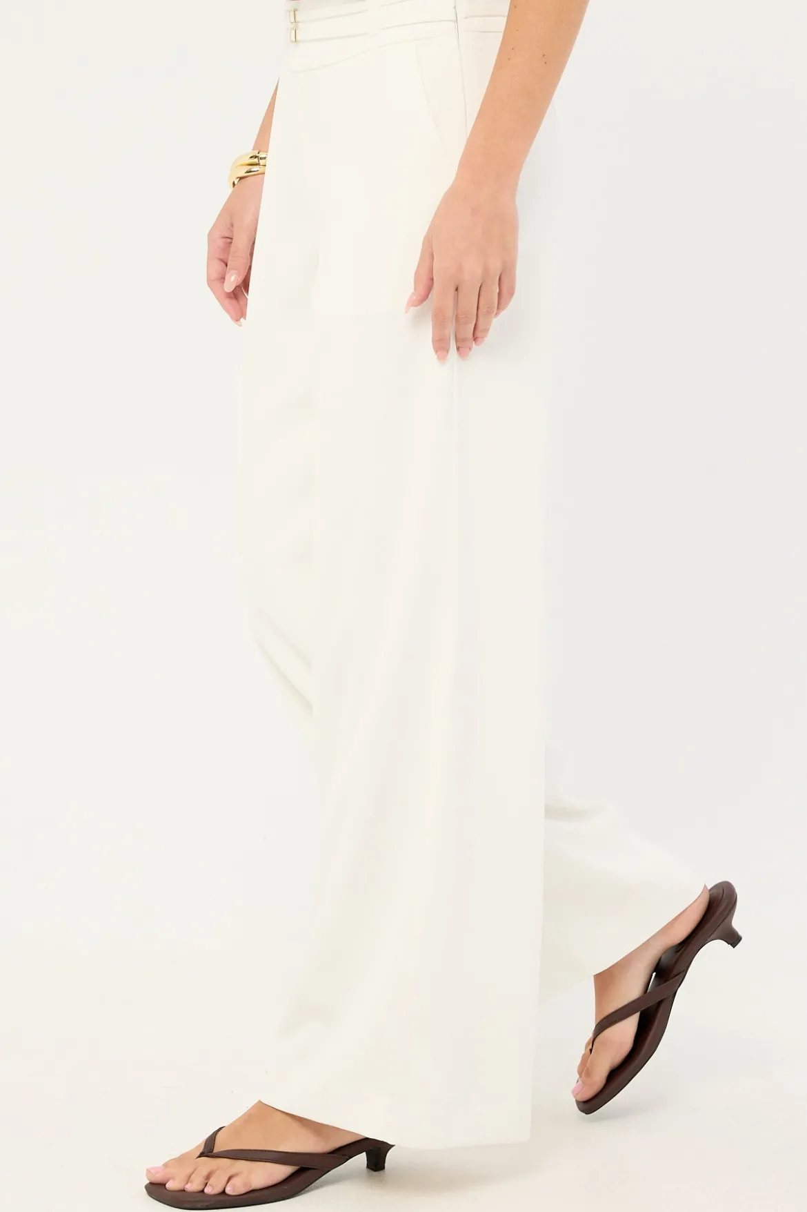 Bridgette Mid Rise Buckle Pant Off-White