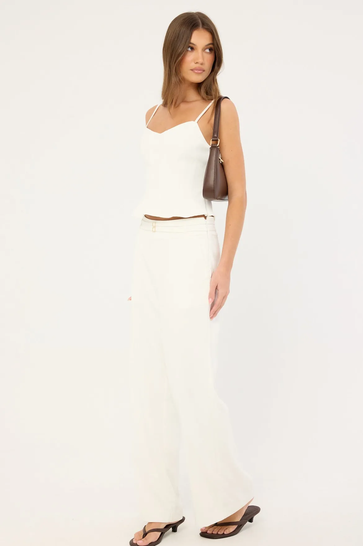 Bridgette Mid Rise Buckle Pant Off-White
