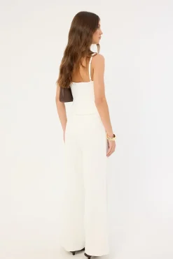 Bridgette Mid Rise Buckle Pant Off-White