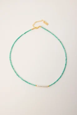 Briella Beaded Pearl Necklace Mint/Pearl