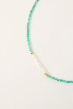 Briella Beaded Pearl Necklace Mint/Pearl