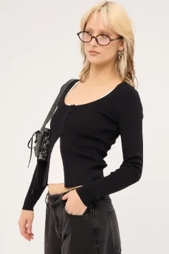 Brielle Long Sleeve Knit Top Black