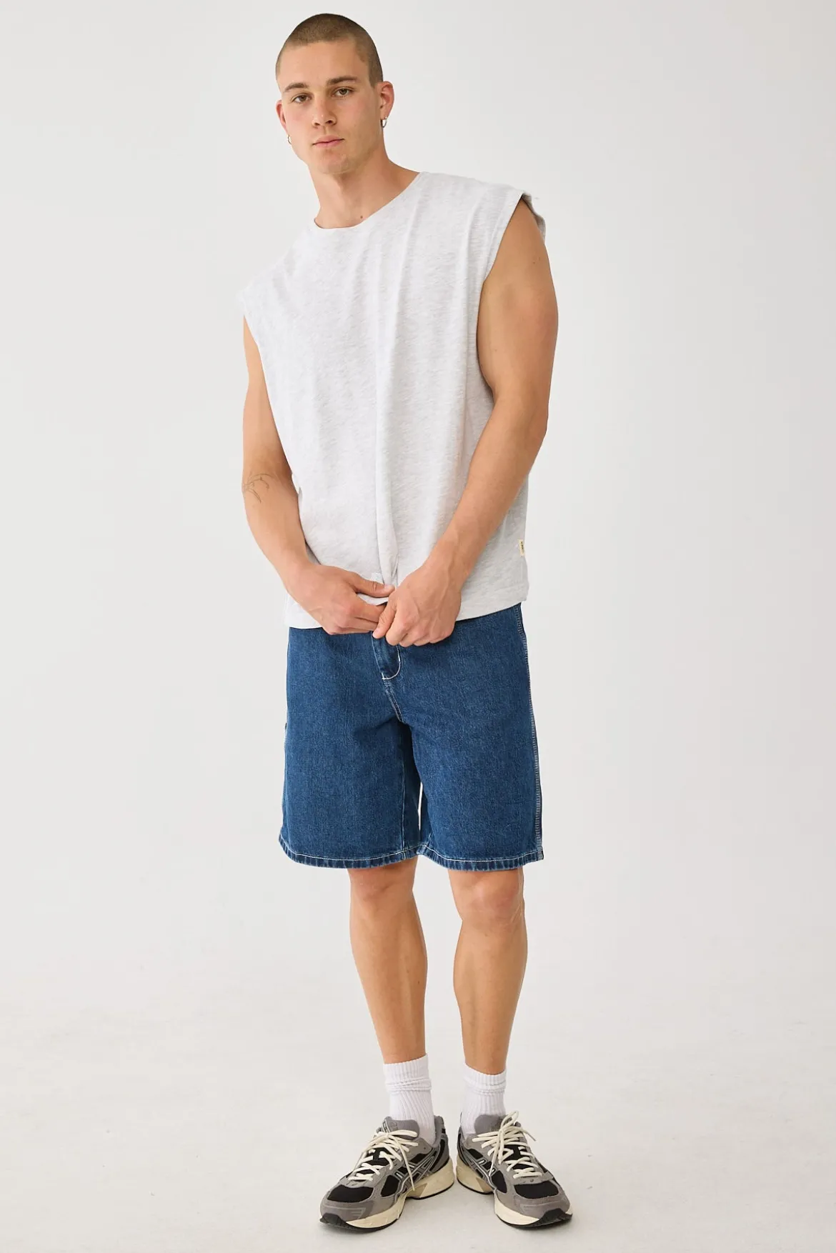 Brushed Cotton Muscle Tank Snow Marle