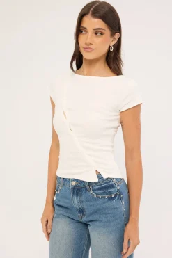 Brynn Button T-shirt Off White