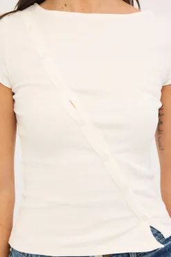 Brynn Button T-shirt Off White