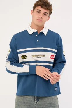 Burner Long Sleeve Rugby Polo Blue