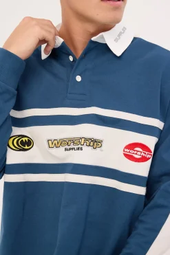 Burner Long Sleeve Rugby Polo Blue
