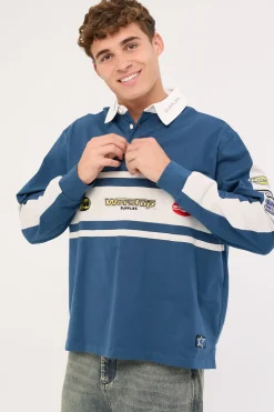 Burner Long Sleeve Rugby Polo Blue