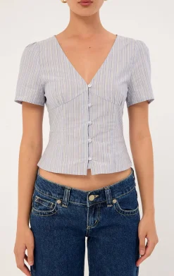 Button Up Top Soft Blue
