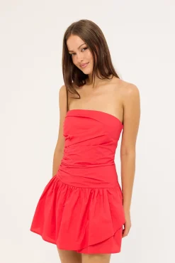 Calle Drop Waist Mini Dress Red
