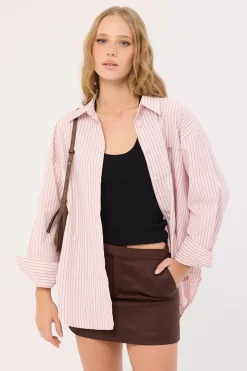 Callie Stripe Long Sleeve Shirt Pink Stripe