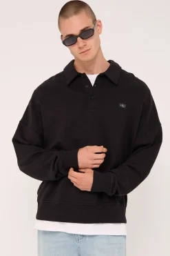 Calvin Klein Woven Label Relaxed Rugby CK Black