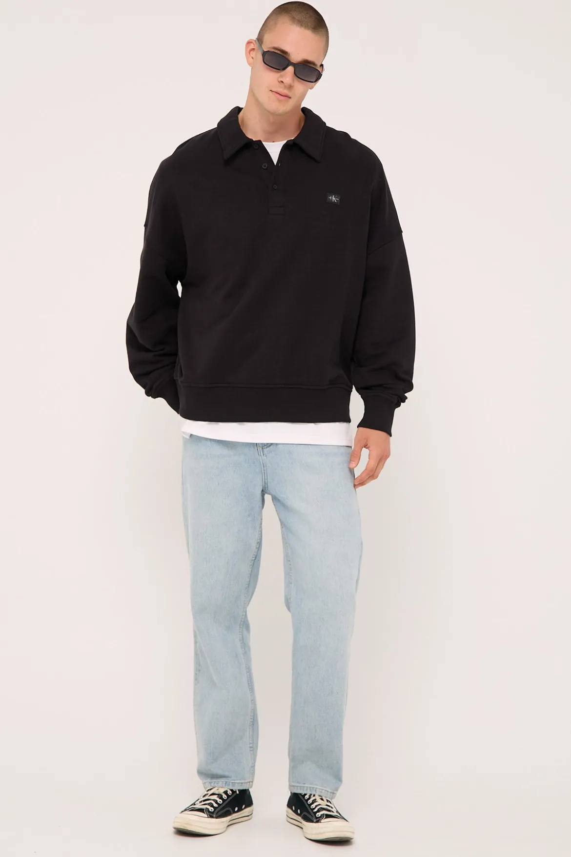 Calvin Klein Woven Label Relaxed Rugby CK Black