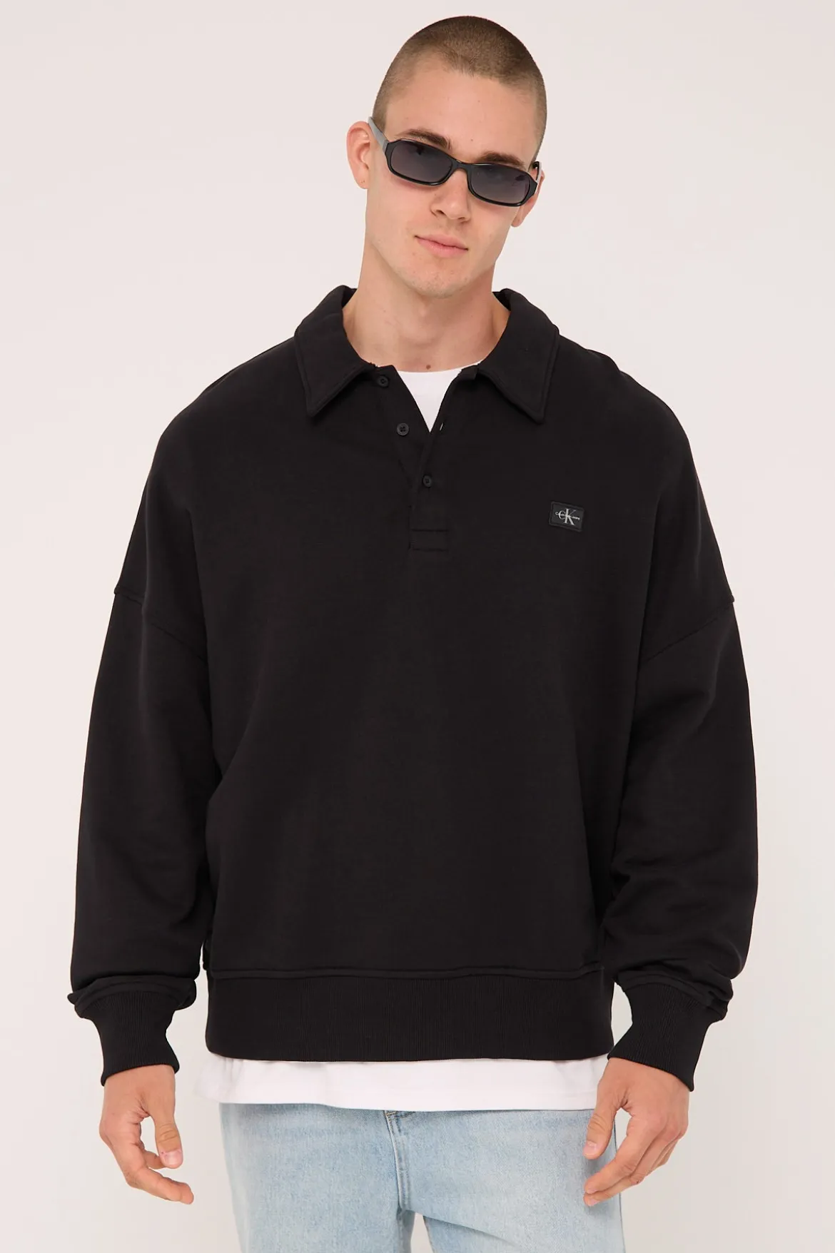 Calvin Klein Woven Label Relaxed Rugby CK Black